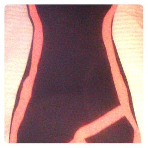 Stretchy spandex black dress knee length orange ou